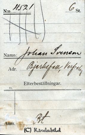 Johan Svensson Bjerkefall Verfveln
Beställningstext: Johan Svensson Bjerkefall,Verfveln Verveln
Nyckelord: Svensson Bjerkefall