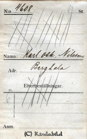 Karl Osk. Nilsson, Bergdala
Beställningstext: Karl Osk. Nilsson, Bergdala 
Nyckelord: Nilsson Bergdala