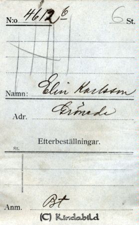 Elin Karlsson, Grönede
Beställningstext: Elin Karlsson, Grönede 
Nyckelord: Karlsson Grönede