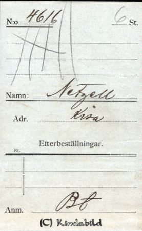 Netzell Kisa
Beställningstext: Netzell, Kisa 
Nyckelord: Netzell Kisa
