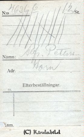 Alfr. Pettersson, Horn
Beställningstext: Alfr. Pettersson, Horn 
Nyckelord: Pettersson Horn