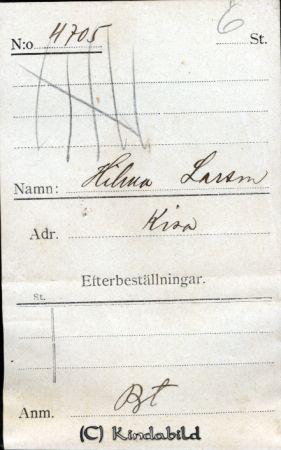 Hilma Larsson Kisa
Hilma Larsson Kisa
Nyckelord: Hilma Larsson