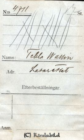 Tekla Wallin Lasarettet
Tekla Wallin Lasarettet
Nyckelord: Tekla Wallin