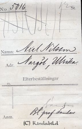 Axel Nilsson Nargöl Ulrika
Axel Nilsson Nargöl Ulrika
Nyckelord: Nilsson Nargöl