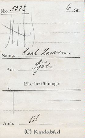 Karl Karlsson Sjöbo
Karl Karlsson Sjöbo
Nyckelord: Karlsson Sjöbo