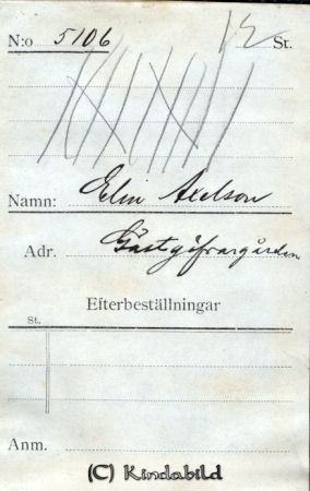 Elin Axelsson, Gästgifvargården
Beställningstext: Elin Axelsson, Gästgivargården 

Nyckelord: Axelsson Gästgifvargården