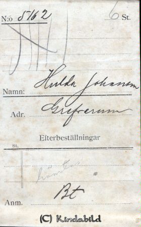 Hulda Johansson Grefverum
Hulda Johansson Grefverum
Nyckelord: Johansson Grefverum