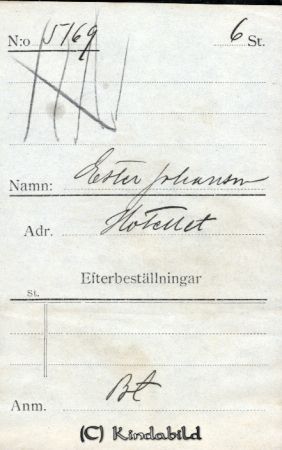 Ester Johansson Hotellet
Ester Johansson Hotellet
Nyckelord: Johansson Hotellet