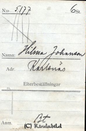 Hilma Johansson Karlsnäs
Hilma Johansson Karlsnäs
Nyckelord: Johansson Karlsnäs