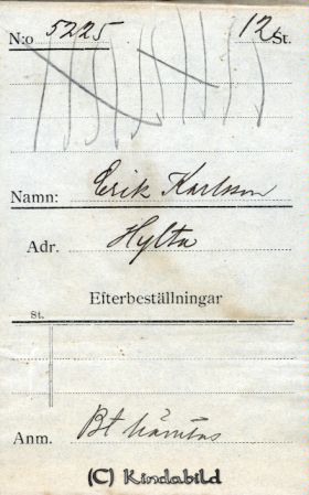 Erik Karlsson Hylta
Erik Karlsson Hylta
Nyckelord: Karlsson Hylta
