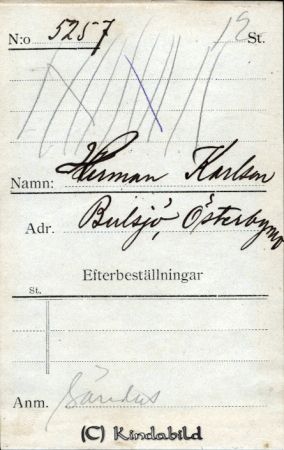 Herman Karlsson  Bulsjö Österbymo
Herman Karlsson  Bulsjö Österbymo
Nyckelord: Karlsson Bulsjö