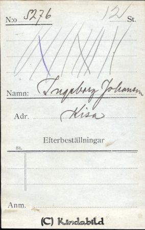 Ingeborg Johansson  Kisa
Ingeborg Johansson  Kisa
Nyckelord: Ingeborg Johansson