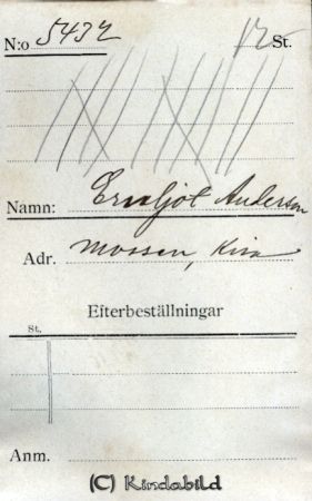 Erseljot Andersson Mossen Kisa
Erseljot Andersson Mossen Kisa
Nyckelord: Andersson Mossen