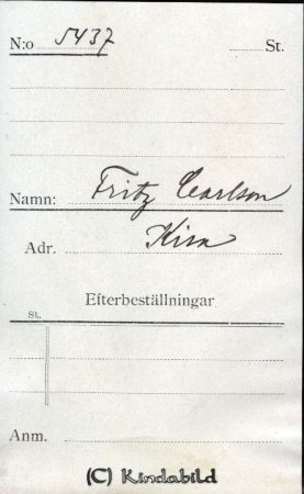 Fritz Carlsson Kisa
Fritz Carlsson Kisa
Nyckelord: Fritz Carlsson