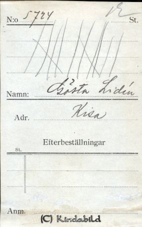 Gösta Lidén Kisa
Gösta Lidén Kisa
Nyckelord: Gösta Lidén