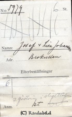 Josef och Lisa Johansson Brokullen
Josef och Lisa Johansson Brokullen
Nyckelord: Johansson Brokullen