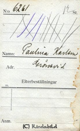 Paulina Karlsson Grönsvid
Paulina Karlsson Grönsvid
Nyckelord: Karlsson Grönsvid