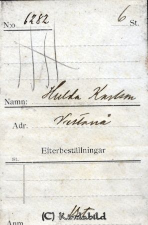 Hulda Karlsson Vestanå
Hulda Karlsson Vestanå
Nyckelord: Karlsson Vestanå