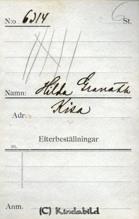 Hilda Granath Kisa
Hilda Granath Kisa
Nyckelord: Hilda Granath