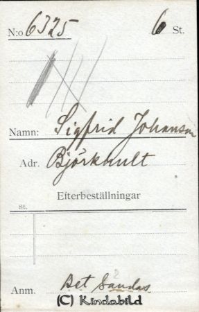 Sigfrid Johansson Björkhult
Sigfrid Johansson Björkhult
Nyckelord: Johansson Björkhult