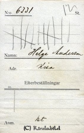 Helge Andersson Kisa
Helge Andersson Kisa
Nyckelord: Helge Andersson