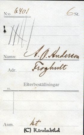 A O Andersson Froghult
godj
Beställningstext: A. O. Andersson, Froghult 
Nyckelord: Andersson Froghult