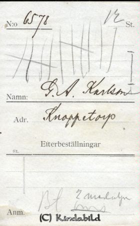 G A Karlsson Knoppetorp
G A Karlsson Knoppetorp
Nyckelord: Karlsson Knoppetorp