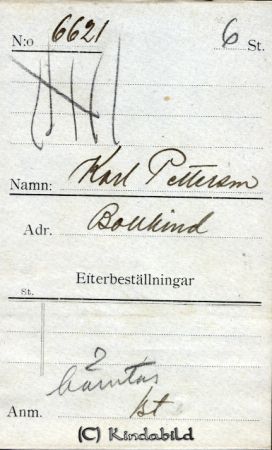Karl Pettersson Bollkind
Karl Pettersson Bollkind
Nyckelord: Pettersson Bollkind