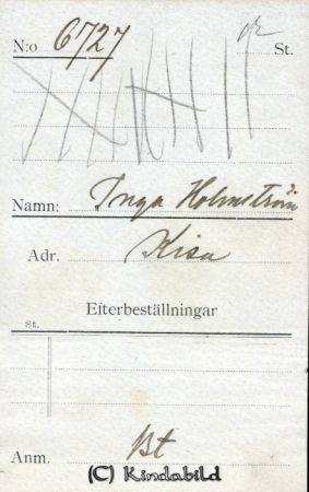 Inga Holmström Kisa
Inga Holmström Kisa
Nyckelord: Inga Holmström