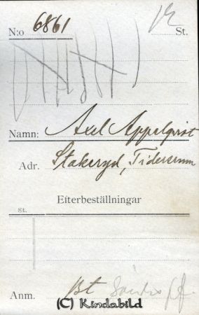 Axel Appelqvist  Stakeryd Tidersrum
Axel Appelqvist  Stakeryd Tidersrum
Nyckelord: Appelqvist Stakeryd