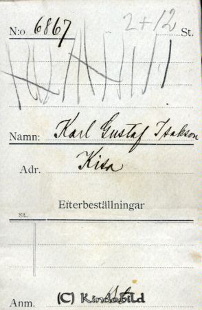 Karl Gustaf Isaksson Kisa
Karl Gustaf Isaksson Kisa
Nyckelord: Gustaf Isaksson