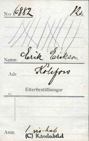 Erik Eriksson Kölefors
Erik Eriksson Kölefors
Nyckelord: Eriksson Kölefors