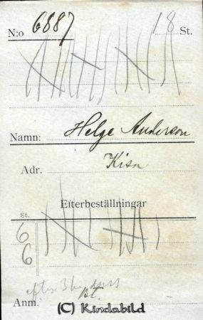 Helge Andersson Kisa
Helge Andersson Kisa
Nyckelord: Helge Andersson