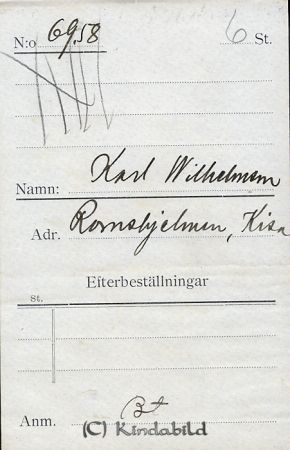 Karl Wilhelmsson  Romshjelmen  Kisa
Karl Wilhelmsson  Romshjelmen  Kisa 
Nyckelord: Wilhelmsson Romshjelmen