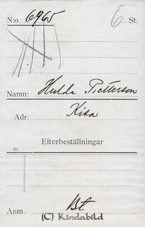 HUlda Pettersson Kisa
HUlda Pettersson Kisa
Nyckelord: HUlda Pettersson