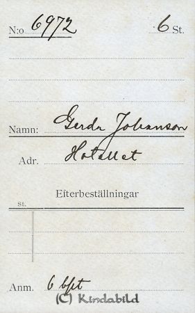 Gerda Johansson Hotellet
Gerda Johansson Hotellet
Nyckelord: Johansson Hotellet