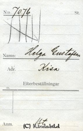 Helga Gustafsson Kisa
Helga Gustafsson Kisa
Nyckelord: Gustafsson Kisa