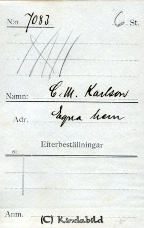 C M Karlsson Egna hem
C M Karlsson Egna hem
Nyckelord: Karlsson Egna-hem