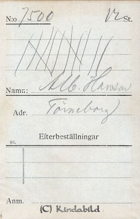 Alb. Hansson Törneborg Kisa
Alb. Hansson Törneborg Kisa
Nyckelord: Alb Hansson