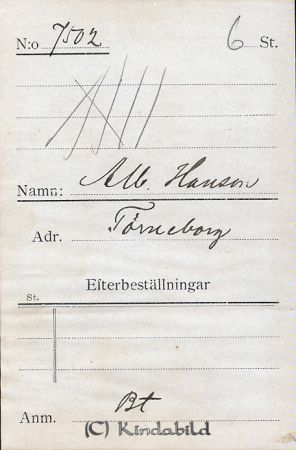 Alb. Hansson Törneborg
Alb. Hansson Törneborg 
Nyckelord: Alb Hansson