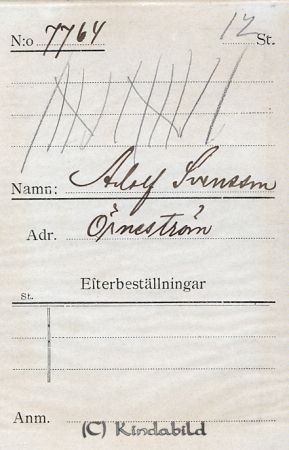 Adolf Svensson Örneström
Adolf Svensson Örneström
Nyckelord: Svensson Örneström