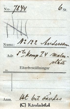 N:r 122 Andersson 5:te komp. I 4 Malmslätt
Nyckelord: 122 Andersson