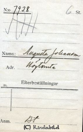 Augusta Johansson Högtomta
Augusta Johansson Högtomta
Nyckelord: Johansson Högtomta
