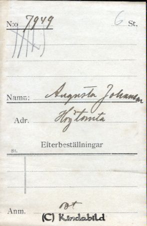 Augusta Johansson Högtomta
Augusta Johansson Högtomta
Nyckelord: Johansson Högtomta