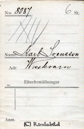 Karl Svensson Wisskvarn
Karl Svensson Wisskvarn
Nyckelord: Svensson Wisskvarn