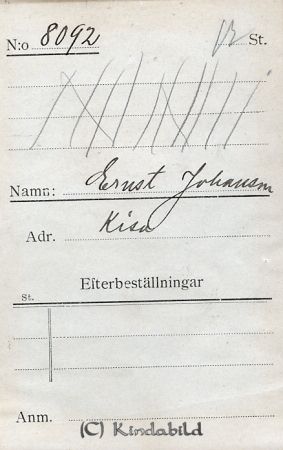 Ernst Johansson Kisa
Ernst Johansson Kisa
Nyckelord: Ernst Johansson
