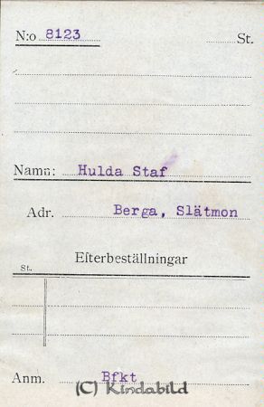 Hulda Staf Berga Slätmon
Hulda Staf Berga Slätmon

Nyckelord: Staf Berga