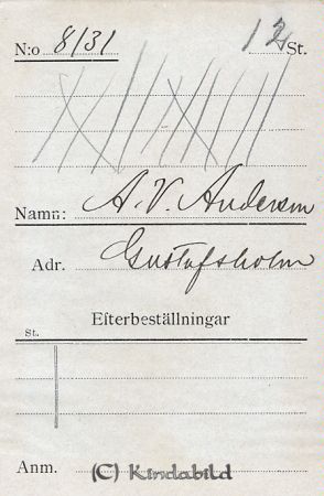 A V Andersson Gustafsholm
A V Andersson Gustafsholm
Nyckelord: Andersson Gustafsholm