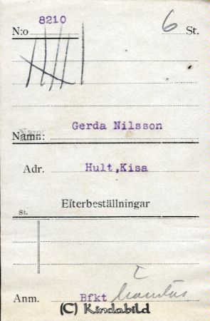 Gerda Nilsson Hult Kisa
Gerda Nilsson Hult Kisa
Nyckelord: Nilsson Hult