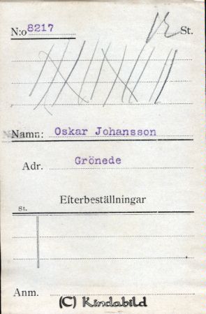 Oskar Johansson Grönede
Oskar Johansson Grönede
Nyckelord: Johansson Grönede